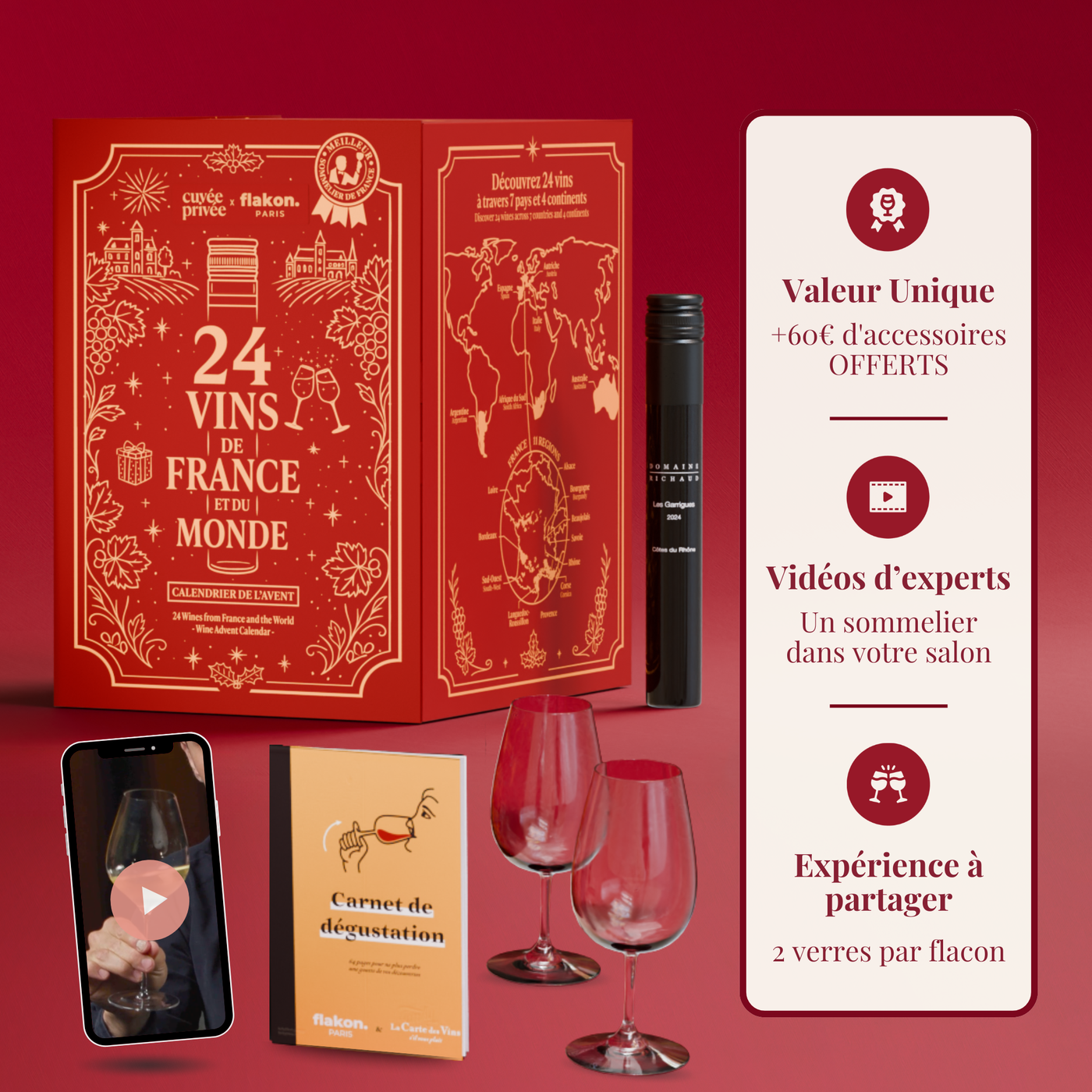Calendrier de l'Avent Vin - 24 Vins de France et du Monde