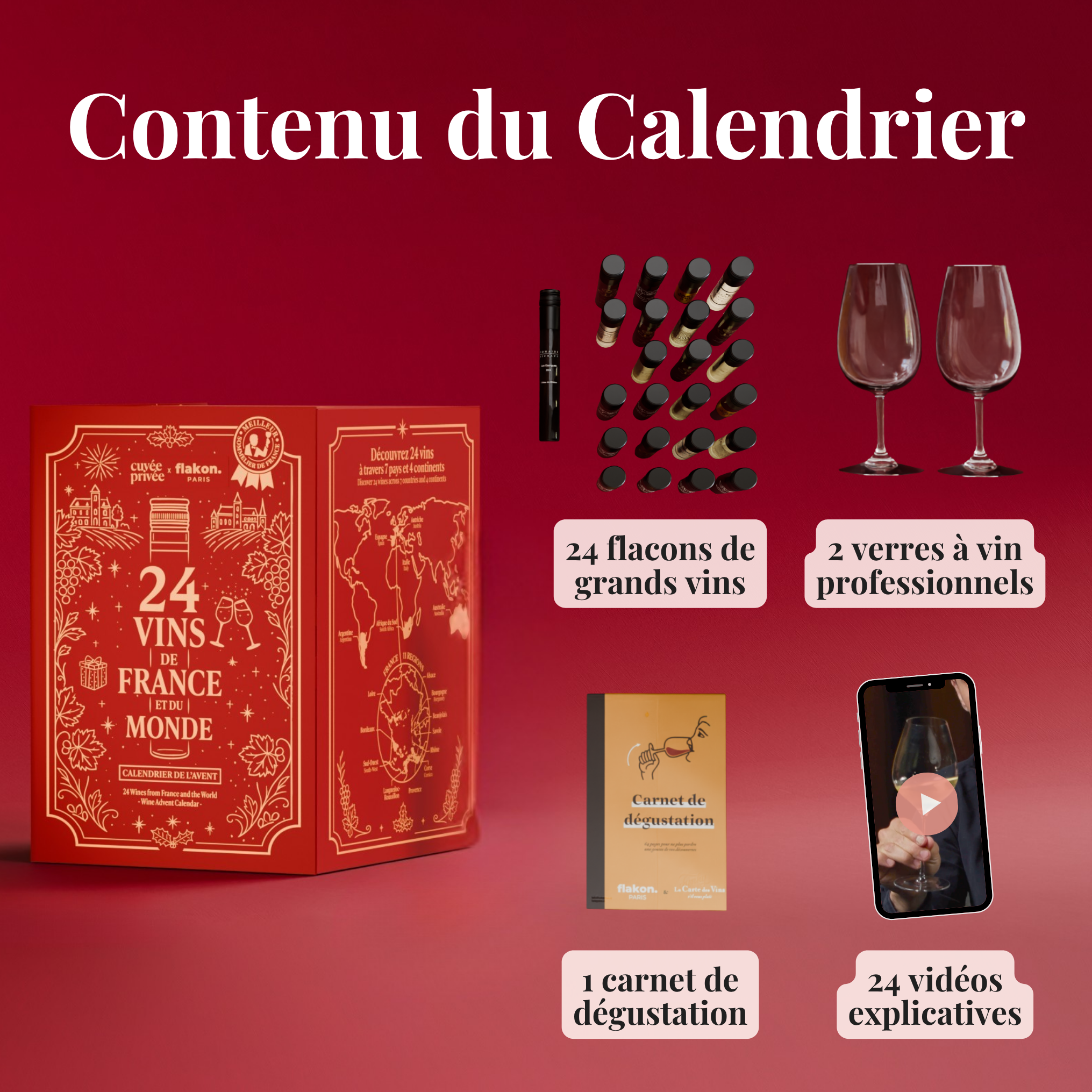 Calendrier de l'Avent Vin - 24 Vins de France et du Monde