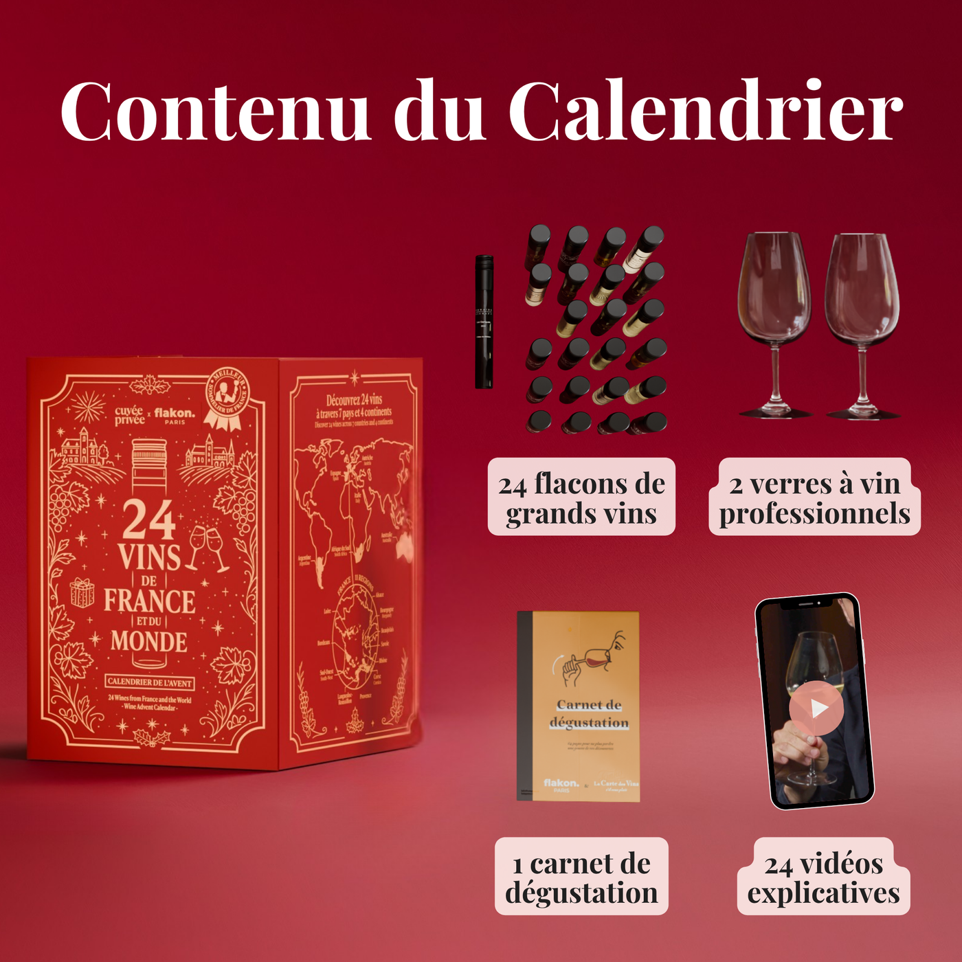 Calendrier de l'Avent Vin - 24 Vins de France et du Monde